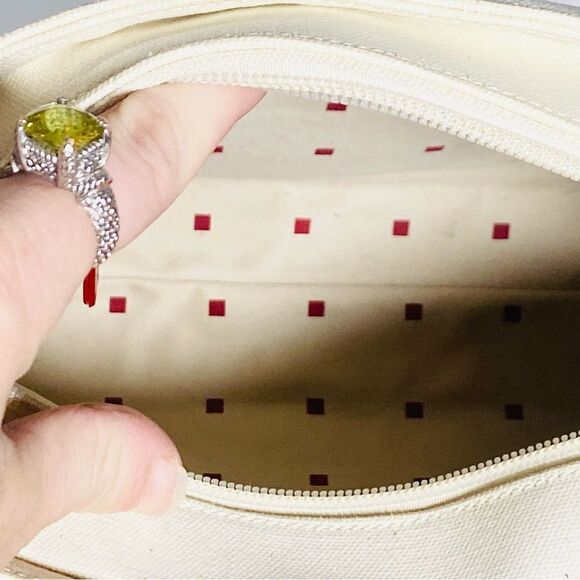 Custom Kate Spade Canvas Handbag Red Patent Leather Trim - Picture 7 of 10